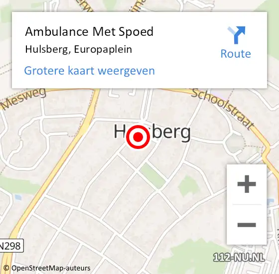 Locatie op kaart van de 112 melding: Ambulance Met Spoed Naar Hulsberg, Europaplein op 13 februari 2015 06:57