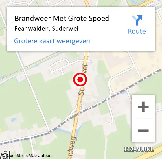 Locatie op kaart van de 112 melding: Brandweer Met Grote Spoed Naar Feanwalden, Suderwei op 13 februari 2015 07:26