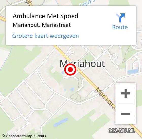 Locatie op kaart van de 112 melding: Ambulance Met Spoed Naar Mariahout, Mariastraat op 13 februari 2015 07:54