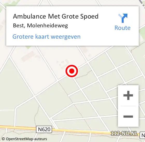 Locatie op kaart van de 112 melding: Ambulance Met Grote Spoed Naar Best, Molenheideweg op 13 februari 2015 07:54