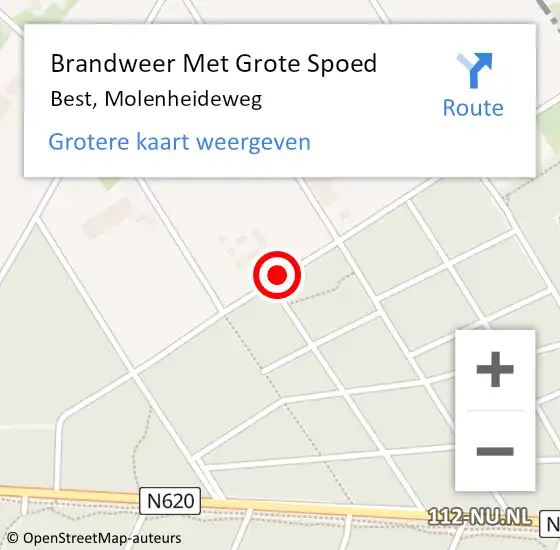 Locatie op kaart van de 112 melding: Brandweer Met Grote Spoed Naar Best, Molenheideweg op 13 februari 2015 08:00