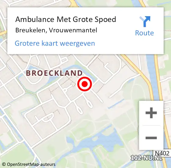 Locatie op kaart van de 112 melding: Ambulance Met Grote Spoed Naar Breukelen, Vrouwenmantel op 13 februari 2015 08:12