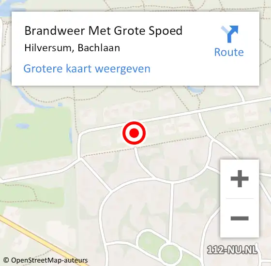 Locatie op kaart van de 112 melding: Brandweer Met Grote Spoed Naar Hilversum, Bachlaan op 13 februari 2015 08:38