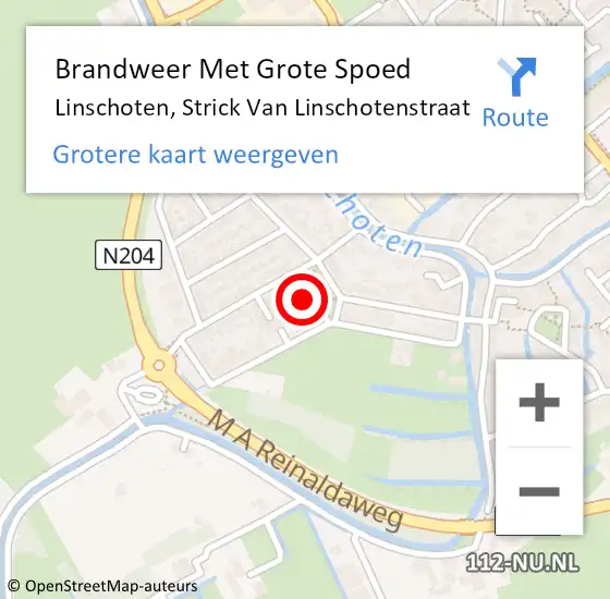 Locatie op kaart van de 112 melding: Brandweer Met Grote Spoed Naar Linschoten, Strick Van Linschotenstraat op 13 februari 2015 09:08