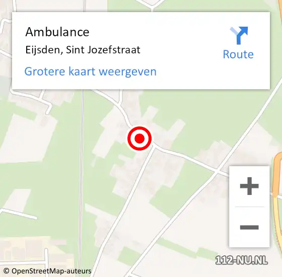 Locatie op kaart van de 112 melding: Ambulance Eijsden, Sint Jozefstraat op 13 februari 2015 09:09