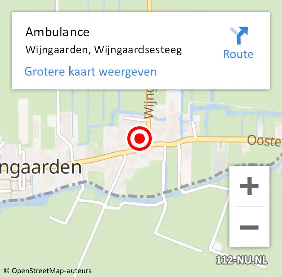 Locatie op kaart van de 112 melding: Ambulance Wijngaarden, Wijngaardsesteeg op 13 februari 2015 09:11