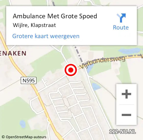 Locatie op kaart van de 112 melding: Ambulance Met Grote Spoed Naar Wijlre, Klapstraat op 13 februari 2015 09:24