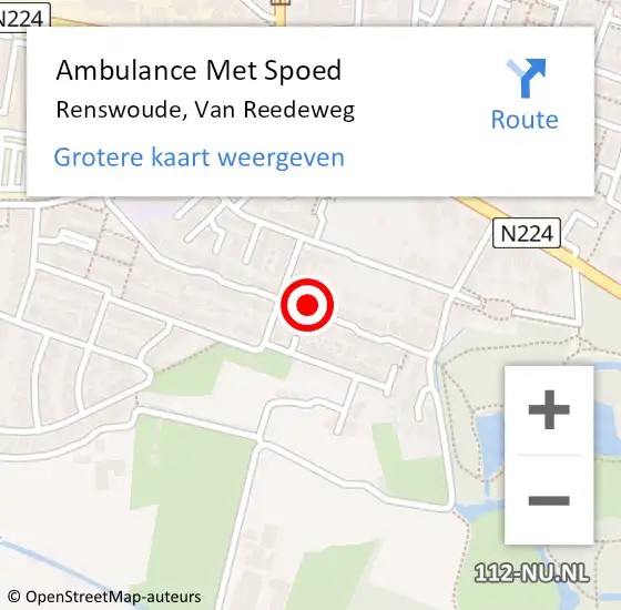 Locatie op kaart van de 112 melding: Ambulance Met Spoed Naar Renswoude, Van Reedeweg op 13 februari 2015 09:32