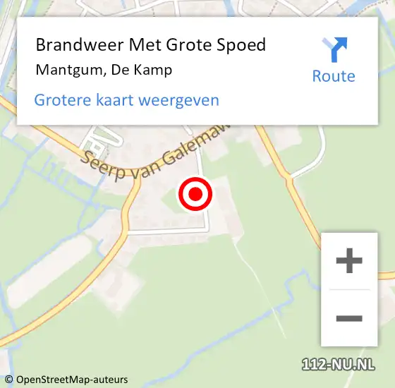 Locatie op kaart van de 112 melding: Brandweer Met Grote Spoed Naar Mantgum, De Kamp op 13 februari 2015 09:50