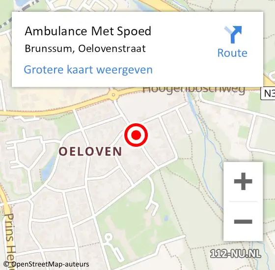 Locatie op kaart van de 112 melding: Ambulance Met Spoed Naar Brunssum, Oelovenstraat op 13 februari 2015 09:56