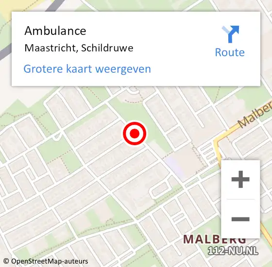 Locatie op kaart van de 112 melding: Ambulance Maastricht, Schildruwe op 13 februari 2015 10:21
