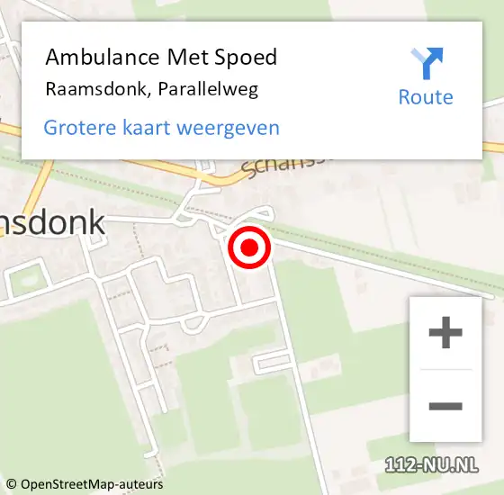 Locatie op kaart van de 112 melding: Ambulance Met Spoed Naar Raamsdonk, Parallelweg op 13 februari 2015 10:33