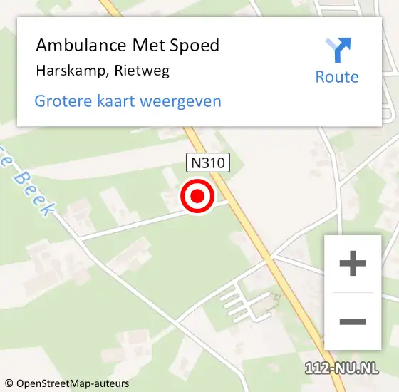 Locatie op kaart van de 112 melding: Ambulance Met Spoed Naar Harskamp, Rietweg op 13 februari 2015 11:01