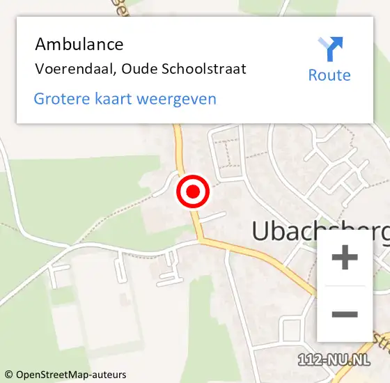 Locatie op kaart van de 112 melding: Ambulance Voerendaal, Oude Schoolstraat op 13 februari 2015 11:17