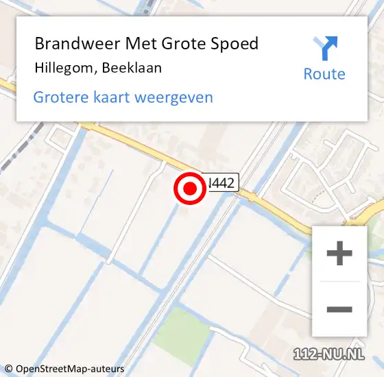 Locatie op kaart van de 112 melding: Brandweer Met Grote Spoed Naar Hillegom, Beeklaan op 13 februari 2015 11:21