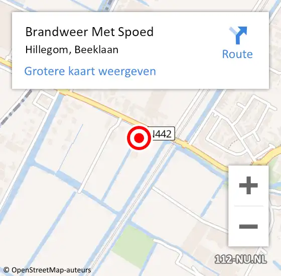 Locatie op kaart van de 112 melding: Brandweer Met Spoed Naar Hillegom, Beeklaan op 13 februari 2015 11:36