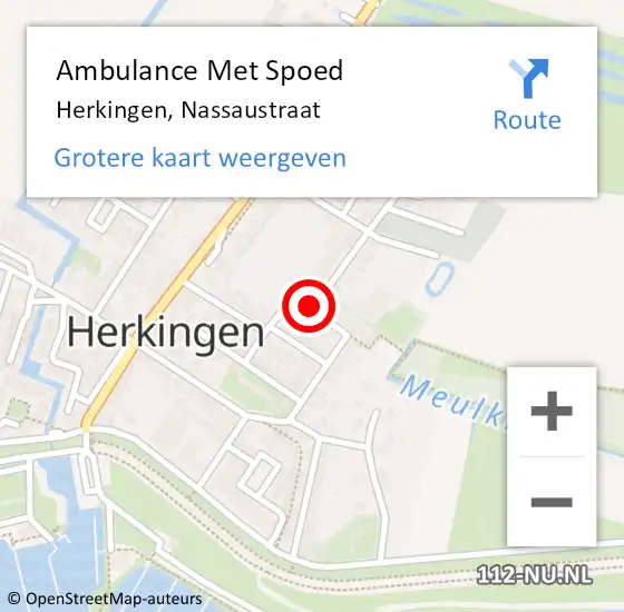 Locatie op kaart van de 112 melding: Ambulance Met Spoed Naar Herkingen, Nassaustraat op 13 februari 2015 11:41