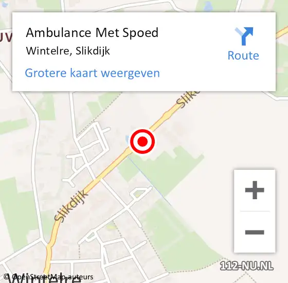 Locatie op kaart van de 112 melding: Ambulance Met Spoed Naar Wintelre, Slikdijk op 13 februari 2015 11:58