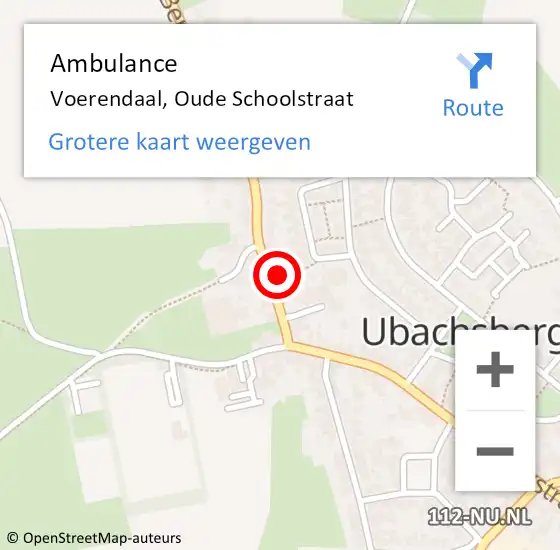 Locatie op kaart van de 112 melding: Ambulance Voerendaal, Oude Schoolstraat op 13 februari 2015 12:04