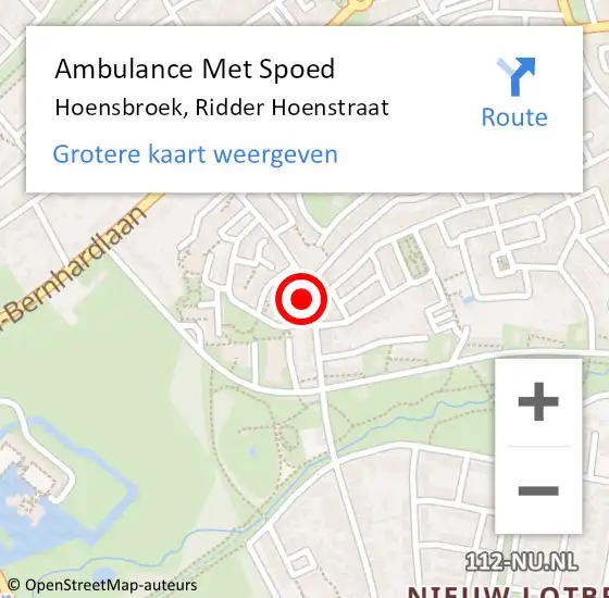 Locatie op kaart van de 112 melding: Ambulance Met Spoed Naar Hoensbroek, Ridder Hoenstraat op 13 februari 2015 12:26