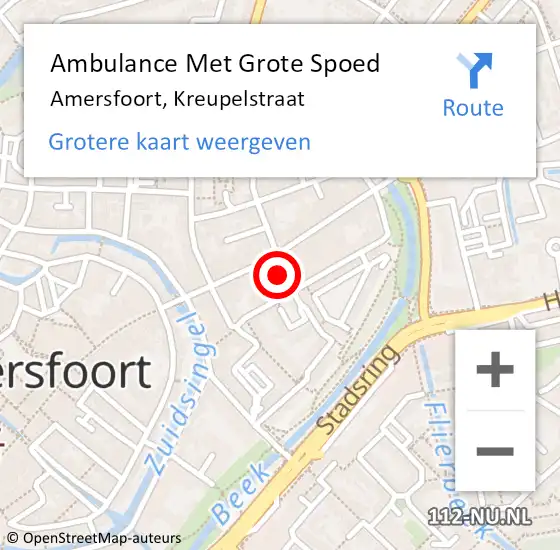 Locatie op kaart van de 112 melding: Ambulance Met Grote Spoed Naar Amersfoort, Kreupelstraat op 13 februari 2015 12:27