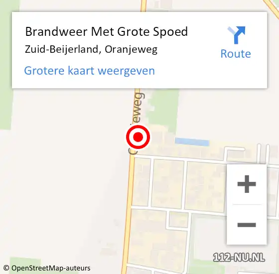 Locatie op kaart van de 112 melding: Brandweer Met Grote Spoed Naar Zuid-Beijerland, Oranjeweg op 13 februari 2015 12:56