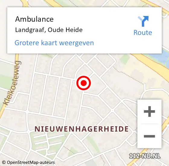 Locatie op kaart van de 112 melding: Ambulance Landgraaf, Oude Heide op 13 februari 2015 13:25