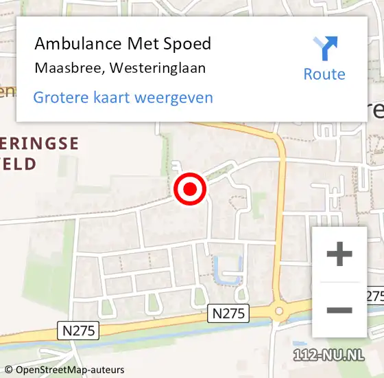 Locatie op kaart van de 112 melding: Ambulance Met Spoed Naar Maasbree, Westeringlaan op 13 februari 2015 13:25