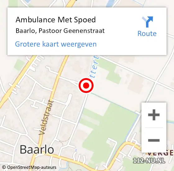 Locatie op kaart van de 112 melding: Ambulance Met Spoed Naar Baarlo, Pastoor Geenenstraat op 13 februari 2015 13:36