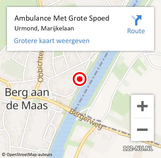 Locatie op kaart van de 112 melding: Ambulance Met Grote Spoed Naar Urmond, Marijkelaan op 13 februari 2015 13:47