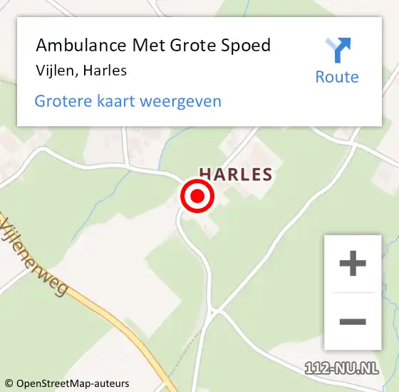 Locatie op kaart van de 112 melding: Ambulance Met Grote Spoed Naar Vijlen, Harles op 13 februari 2015 14:01