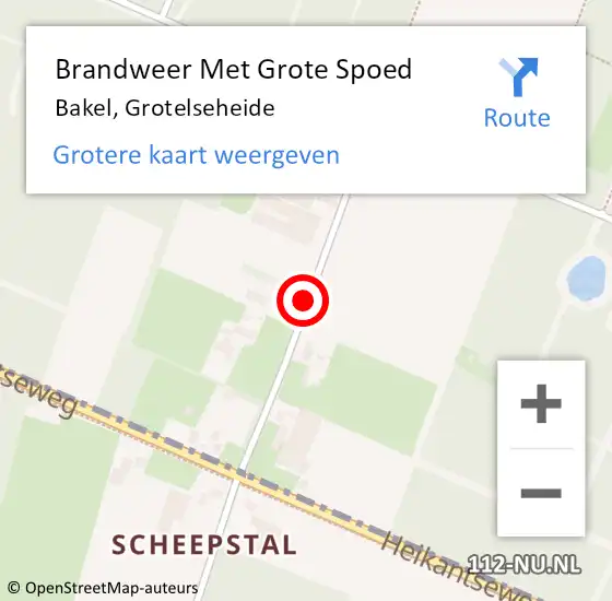 Locatie op kaart van de 112 melding: Brandweer Met Grote Spoed Naar Bakel, Grotelseheide op 13 februari 2015 14:07