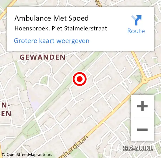 Locatie op kaart van de 112 melding: Ambulance Met Spoed Naar Hoensbroek, Piet Stalmeierstraat op 13 februari 2015 14:20