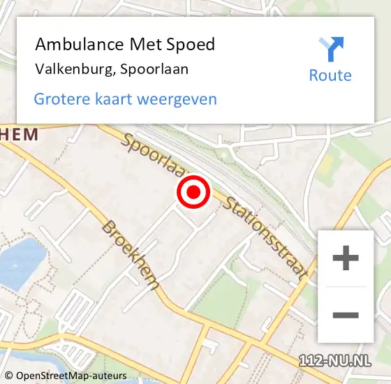 Locatie op kaart van de 112 melding: Ambulance Met Spoed Naar Valkenburg, Spoorlaan op 13 februari 2015 14:39