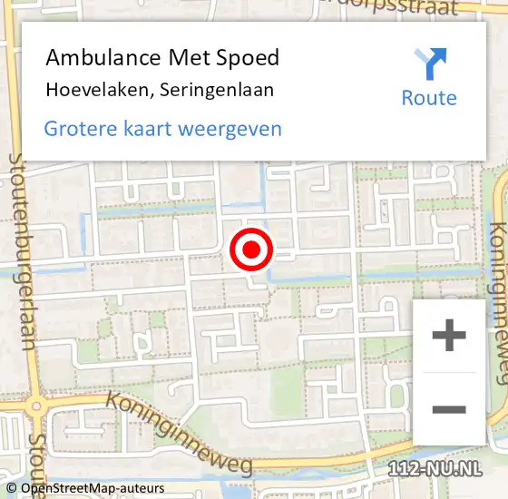 Locatie op kaart van de 112 melding: Ambulance Met Spoed Naar Hoevelaken, Seringenlaan op 13 februari 2015 14:40