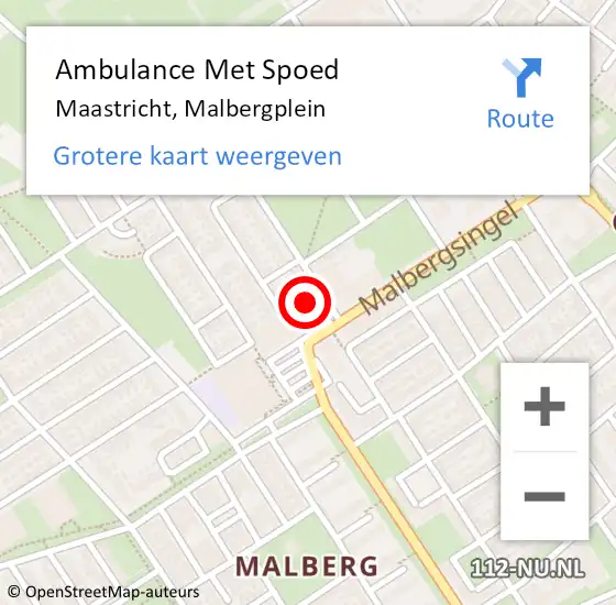 Locatie op kaart van de 112 melding: Ambulance Met Spoed Naar Maastricht, Malbergplein op 13 februari 2015 14:48