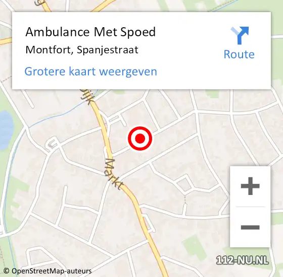 Locatie op kaart van de 112 melding: Ambulance Met Spoed Naar Montfort, Spanjestraat op 13 februari 2015 14:53