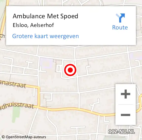 Locatie op kaart van de 112 melding: Ambulance Met Spoed Naar Elsloo, Aelserhof op 13 februari 2015 15:09