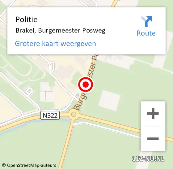 Locatie op kaart van de 112 melding: Politie Brakel, Burgemeester Posweg op 13 februari 2015 15:34