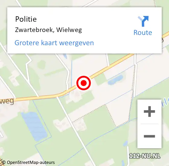 Locatie op kaart van de 112 melding: Politie Zwartebroek, Wielweg op 13 februari 2015 15:52