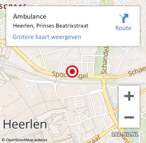 Locatie op kaart van de 112 melding: Ambulance Heerlen, Prinses Beatrixstraat op 13 februari 2015 15:55