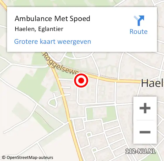 Locatie op kaart van de 112 melding: Ambulance Met Spoed Naar Haelen, Eglantier op 13 februari 2015 15:56