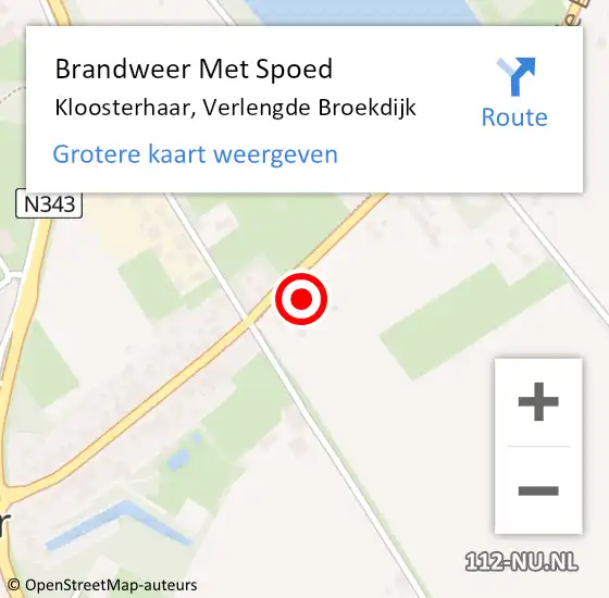 Locatie op kaart van de 112 melding: Brandweer Met Spoed Naar Kloosterhaar, Verlengde Broekdijk op 29 oktober 2013 17:20