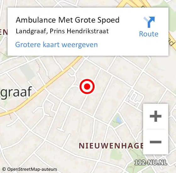 Locatie op kaart van de 112 melding: Ambulance Met Grote Spoed Naar Landgraaf, Prins Hendrikstraat op 13 februari 2015 16:07