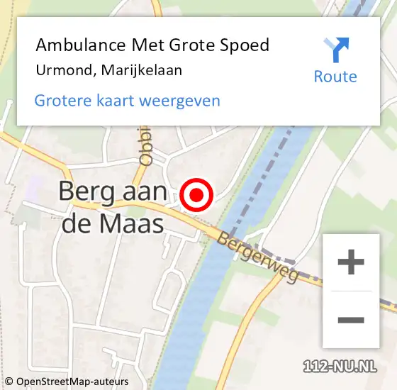 Locatie op kaart van de 112 melding: Ambulance Met Grote Spoed Naar Urmond, Marijkelaan op 13 februari 2015 16:40