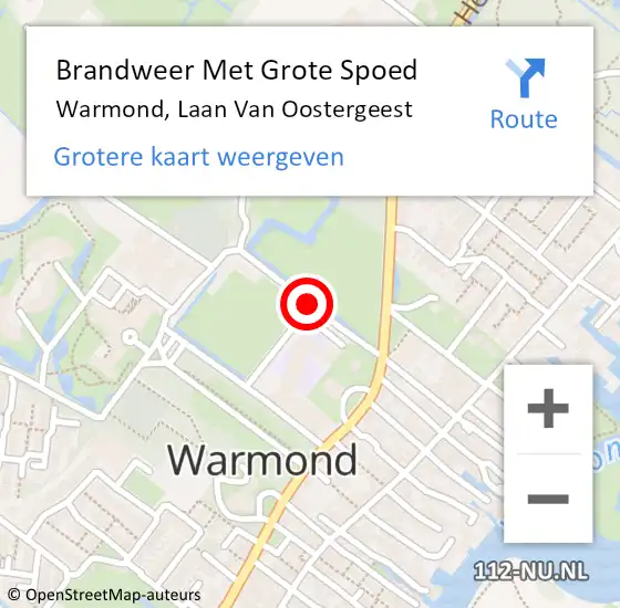 Locatie op kaart van de 112 melding: Brandweer Met Grote Spoed Naar Warmond, Laan Van Oostergeest op 13 februari 2015 16:44