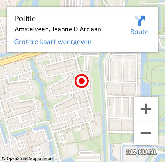 Locatie op kaart van de 112 melding: Politie Amstelveen, Jeanne D Arclaan op 13 februari 2015 16:47