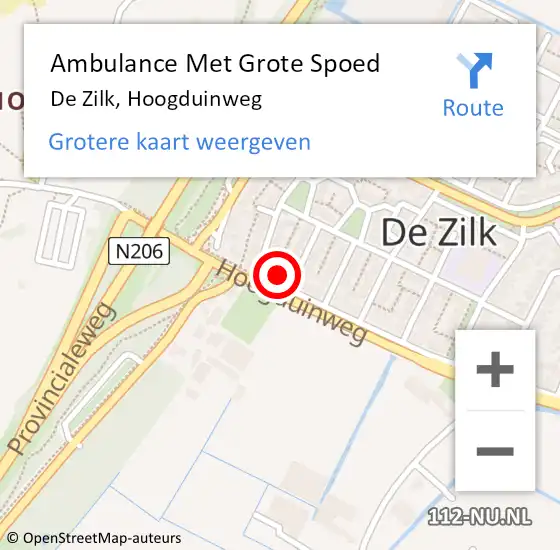 Locatie op kaart van de 112 melding: Ambulance Met Grote Spoed Naar De Zilk, Hoogduinweg op 13 februari 2015 16:54