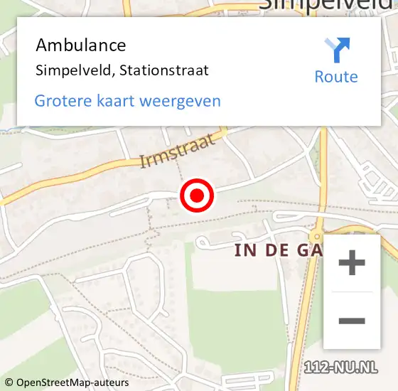 Locatie op kaart van de 112 melding: Ambulance Simpelveld, Stationstraat op 13 februari 2015 17:01