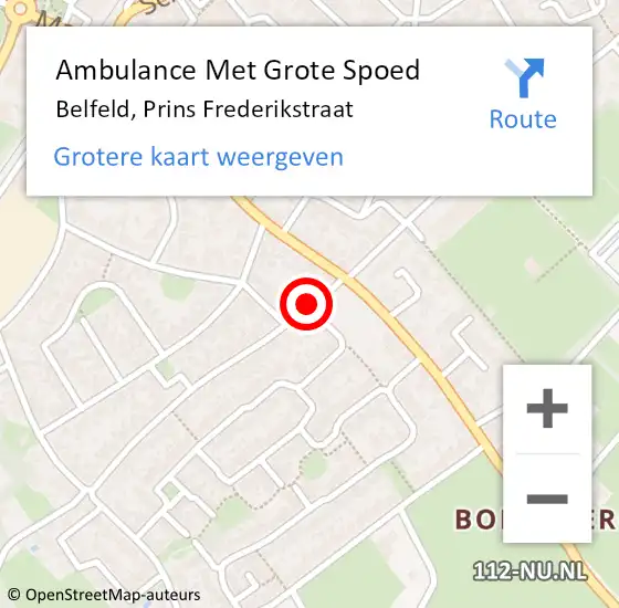 Locatie op kaart van de 112 melding: Ambulance Met Grote Spoed Naar Belfeld, Prins Frederikstraat op 13 februari 2015 17:14